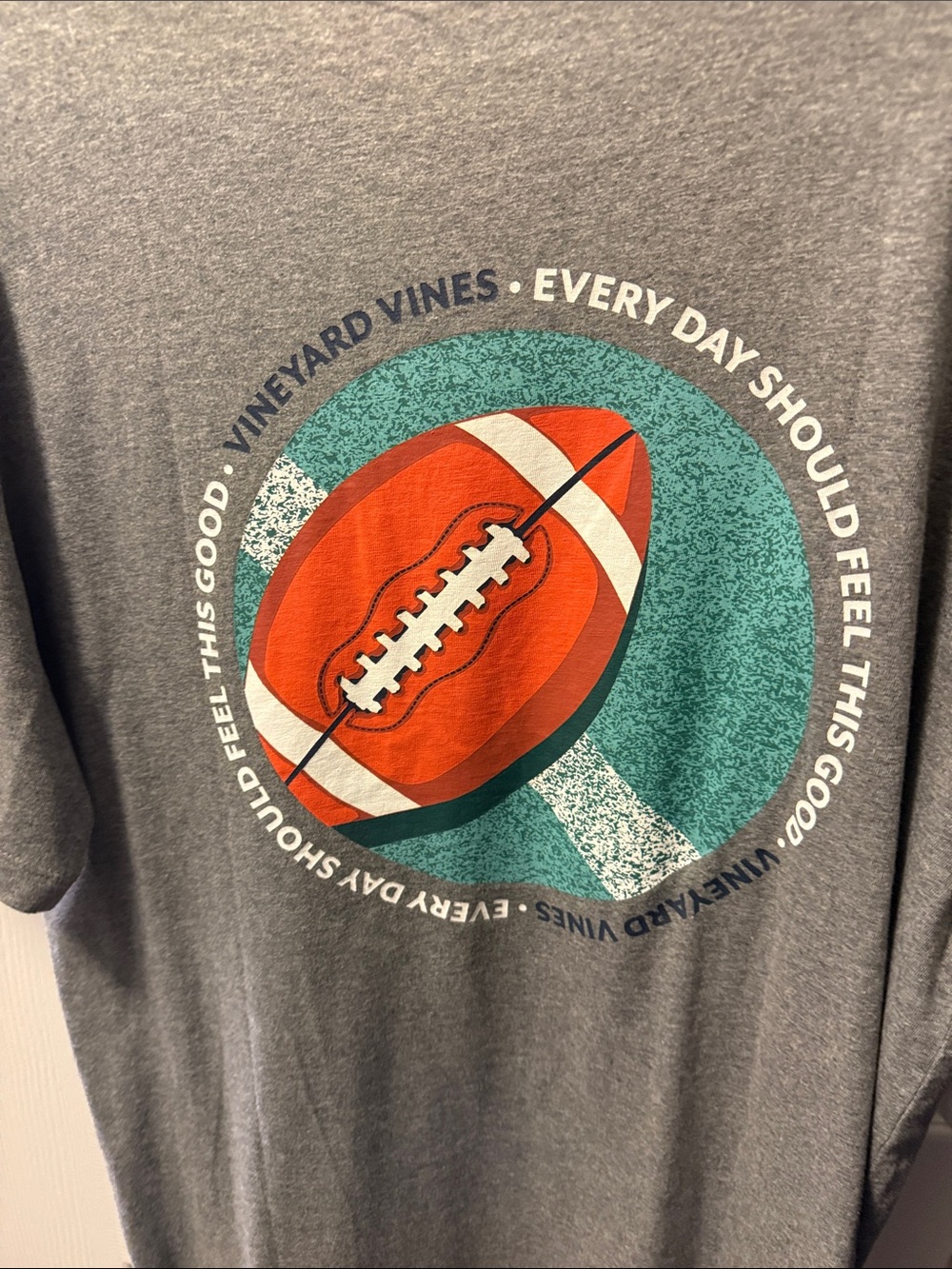 Vineyard Vines Gray Short Sleeve Pocket Tee with Football Patch - Picture 4 of 5